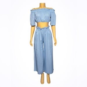 Gorgeous Dolls Jasmine Denim Crop Top Pants Set